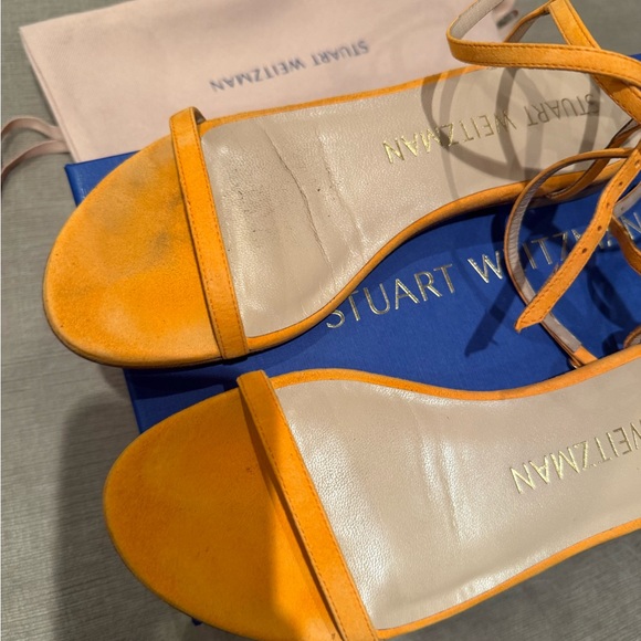 Stuart Weitzman Merinda Suede Sandals with Ankle Wrap - Picture 7 of 9